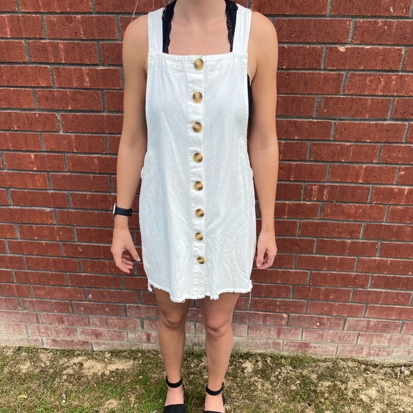 White Denim Overall Dress - Picture 4 of 8